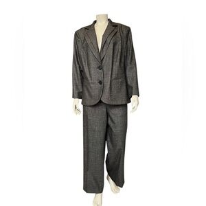 Lafayette 148 New York Dark Gray Wool Blend Suit Set Blazer Size 14 Pant Size 16